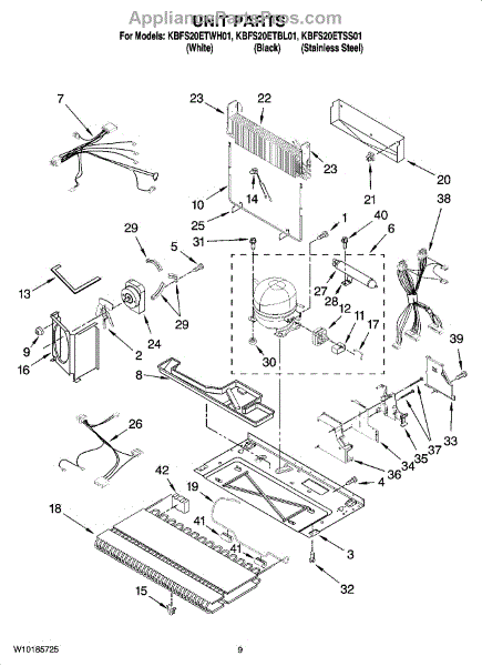 Parts For Kitchenaid Kbfs20etss01: Unit Parts - Appliancepartspros.com