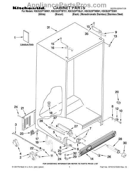 Parts for KitchenAid KSCS23FTMS01: Cabinet Parts - AppliancePartsPros.com