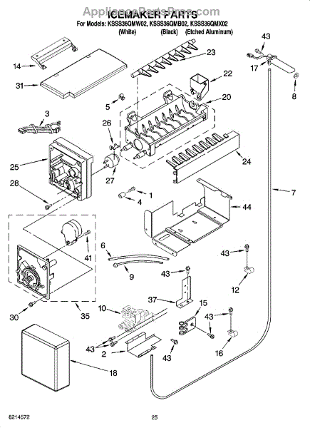 Parts for KitchenAid KSSS36QMB02: Icemaker Parts - AppliancePartsPros.com