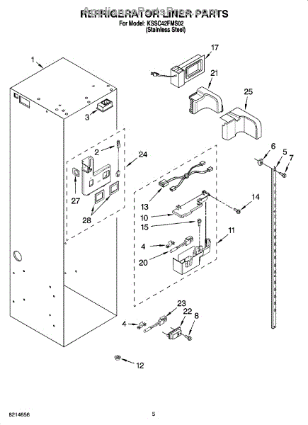 Parts For KitchenAid KSSC42FMS02 Refrigerator Liner Parts   0029167389 4 