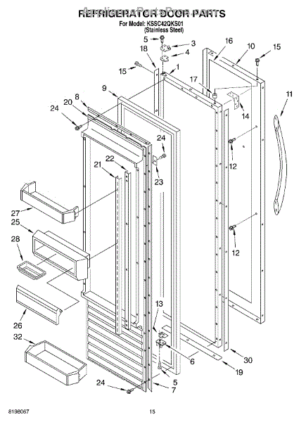 Parts for KitchenAid KSSC42QKS01: Refrigerator Door Parts ...