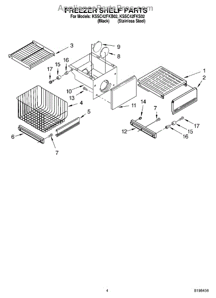 Parts for KitchenAid KSSC42FKS02: Freezer Shelf Parts ...