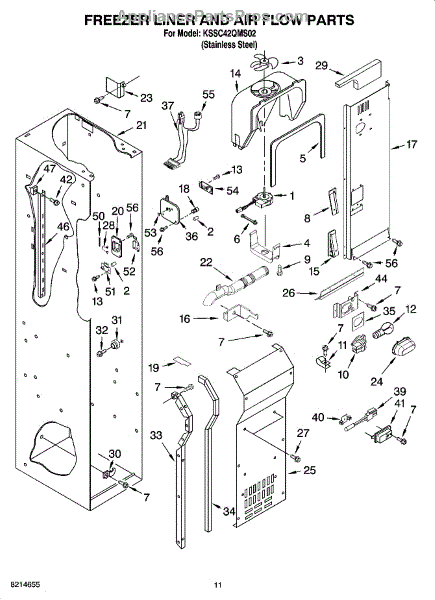 Parts For KitchenAid KSSC42QMS02 Freezer Liner And Air Flow Parts   0029169004 4 