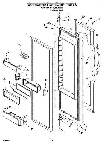 Parts for KitchenAid KSSC36QMS01: Refrigerator Door Parts ...