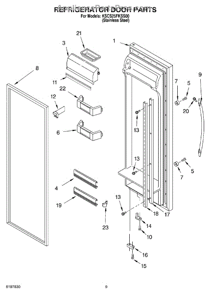 Parts for KitchenAid KSCS25FKSS00: Refrigerator Door Parts ...