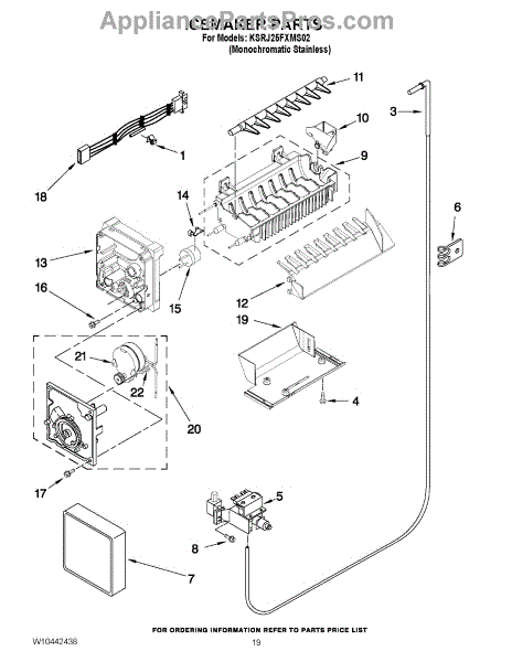 Parts for KitchenAid KSRJ25FXMS02: Icemaker Parts - AppliancePartsPros.com