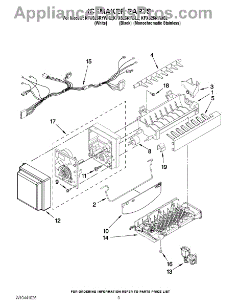 Parts for KitchenAid KFXS25RYMS2: Icemaker Parts - AppliancePartsPros.com