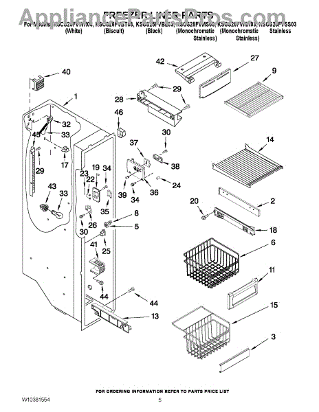 Parts for KitchenAid KSCS25FVMS03: Freezer Liner Parts ...