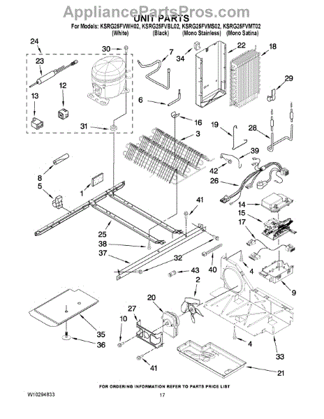 Parts for KitchenAid KSRG25FVMS02: Unit Parts - AppliancePartsPros.com