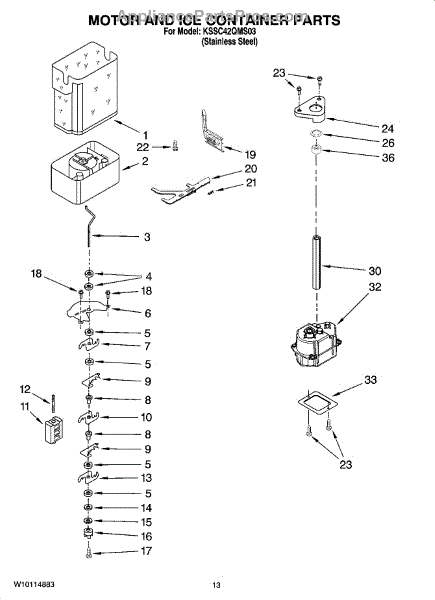 Parts for KitchenAid KSSC42QMS03: Motor and Ice Container Parts ...