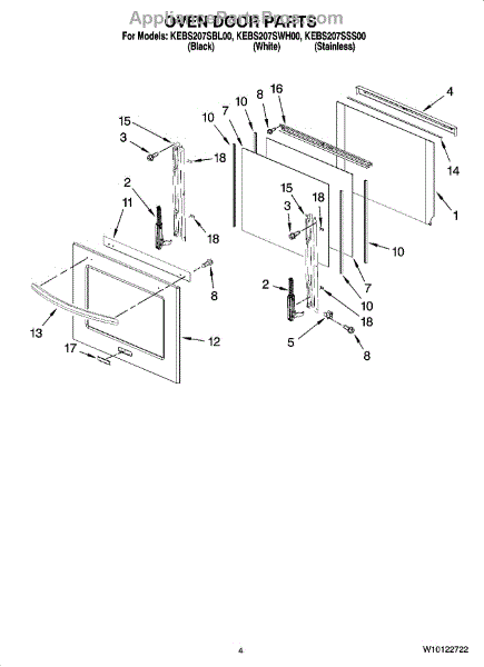 Parts for KitchenAid KEBS207SSS00: Oven Door Parts - AppliancePartsPros.com