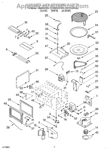 Parts for KitchenAid KEMS307DWH1: Cabinet and Stirrer Parts ...