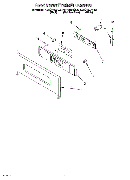 Parts for KitchenAid KBHC109JSS05: Control Panel Parts ...