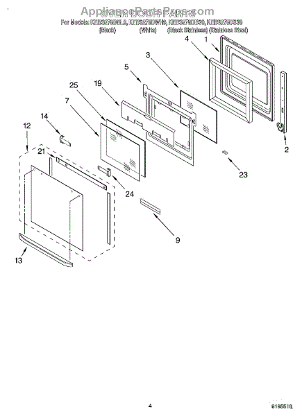 Parts for KitchenAid KEBS278DSS9: Oven Door Parts - AppliancePartsPros.com