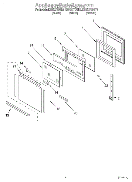 Parts for KitchenAid KEBS277DBL8: Oven Door Parts - AppliancePartsPros.com