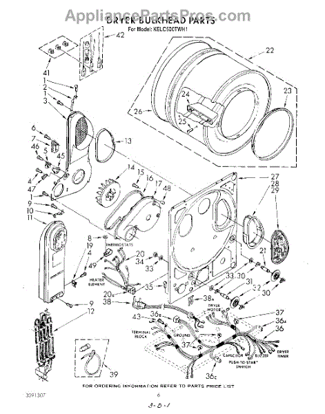 Parts for KitchenAid KELC500TWH1: Dryer Bulkhead Parts