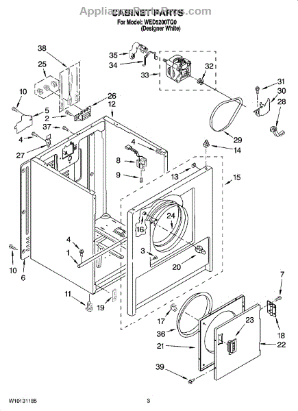 Parts for Whirlpool WED5200TQ0: Cabinet Parts - AppliancePartsPros.com