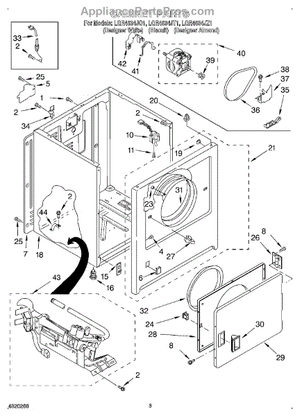 Parts for Whirlpool LGR4634JQ1: Cabinet Parts - AppliancePartsPros.com