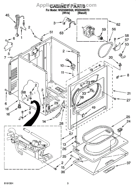 Parts for Whirlpool WGD5500SQ0: Cabinet Parts - AppliancePartsPros.com