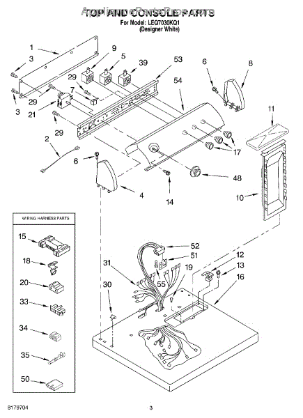 Parts for Whirlpool LEQ7030KQ1: Section Parts - AppliancePartsPros.com