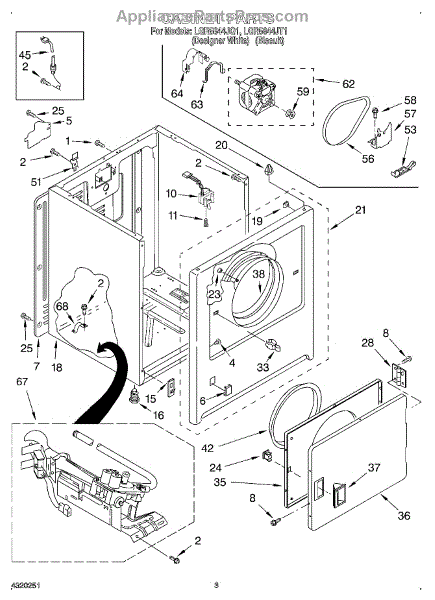 Parts for Whirlpool LGR5644JQ1: Cabinet Parts - AppliancePartsPros.com