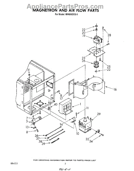 Parts for Whirlpool MW8900XS0: Magnetron and Air Flow Parts ...