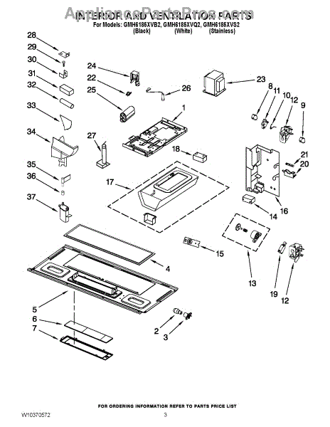 Parts for Whirlpool GMH6185XVS2: Interior and Ventilation Parts ...