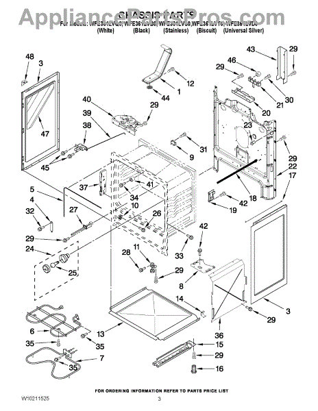 Parts For Whirlpool WFE361LVB0: Chassis Parts - AppliancePartsPros.com