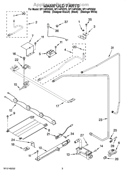 Parts for Whirlpool SF114PXSQ2: Manifold Parts - AppliancePartsPros.com