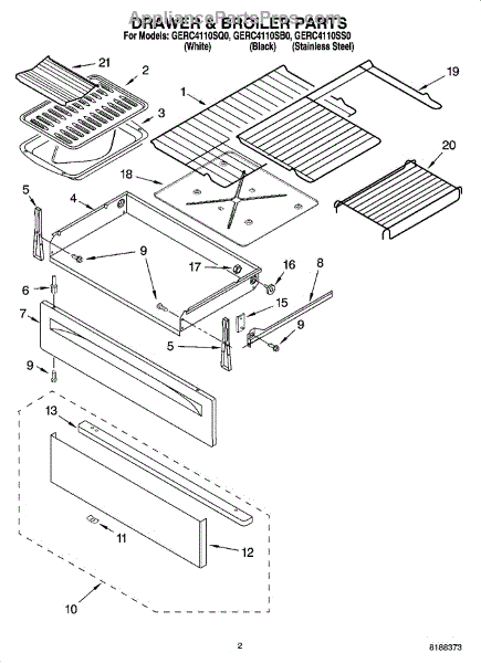 Parts For Whirlpool Gerc4110ss0: Drawer & Broiler Parts 