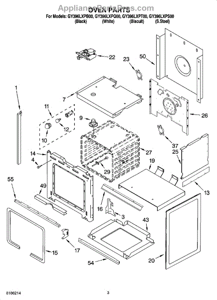 Parts For Whirlpool Gy396lxps00: Oven Parts - Appliancepartspros.com