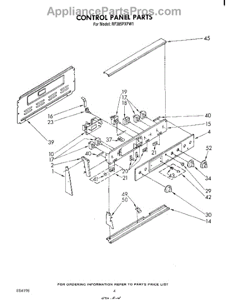 Parts for Whirlpool RF385PXPW1: Control Panel Parts