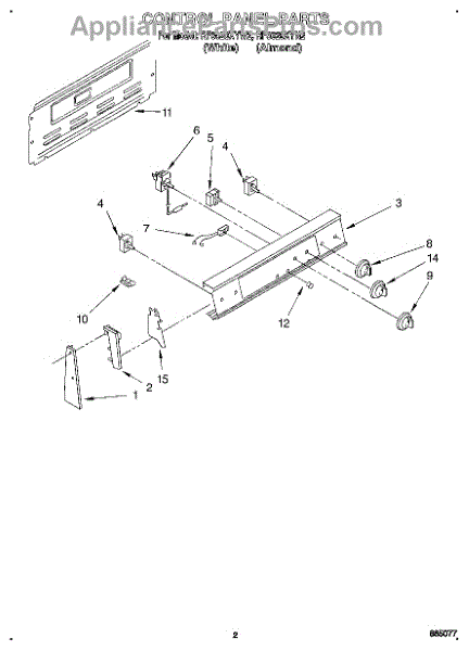 Parts for Whirlpool RF3020XYW2: Control Panel Parts