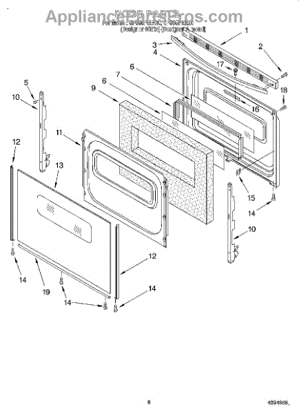 Whirlpool WP9762476 Glass-Door (white) - AppliancePartsPros.com