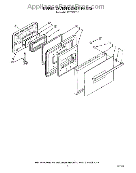 Parts For Whirlpool Rb770pxt2: Upper Oven Door Parts 