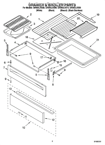 Parts for Whirlpool GR563LXSS0: Drawer & Broiler Parts ...