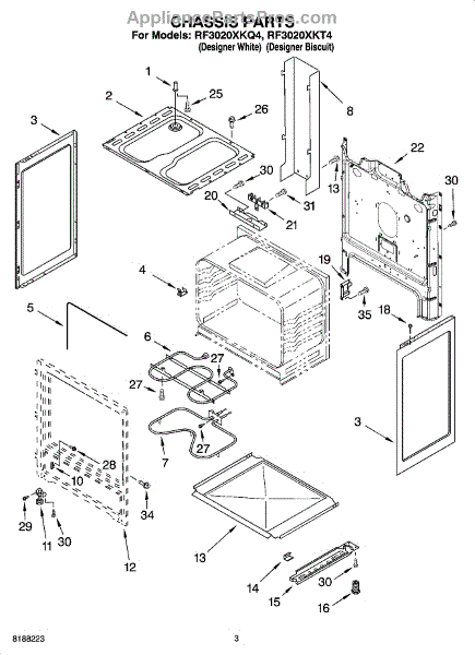 Parts for Whirlpool RF3020XKQ4: Chassis Parts - AppliancePartsPros.com