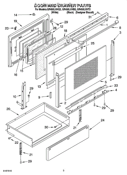 Parts for Whirlpool GR450LXHQ2: Door and Drawer Parts ...