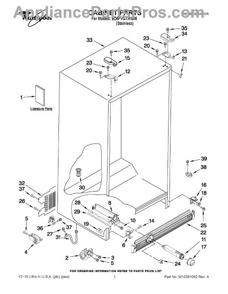 Parts for Whirlpool ED5FVGXWS05: Cabinet Parts - AppliancePartsPros.com