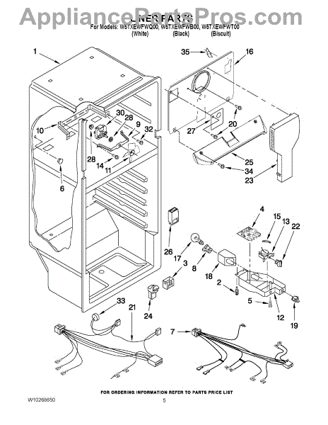 Parts for Whirlpool W5TXEWFWQ00: Liner Parts - AppliancePartsPros.com