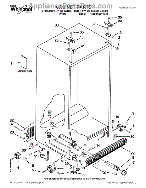 Parts for Whirlpool ED2DHEXWL00: Cabinet Parts - AppliancePartsPros.com