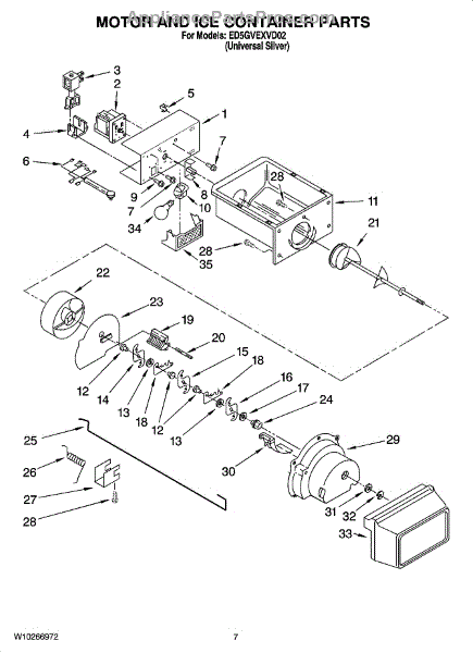 Parts for Whirlpool ED5GVEXVD02: Motor and Ice Container Parts ...