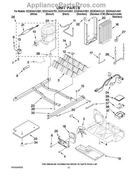 Parts for Whirlpool ED2KHAXVQ01: Unit Parts - AppliancePartsPros.com