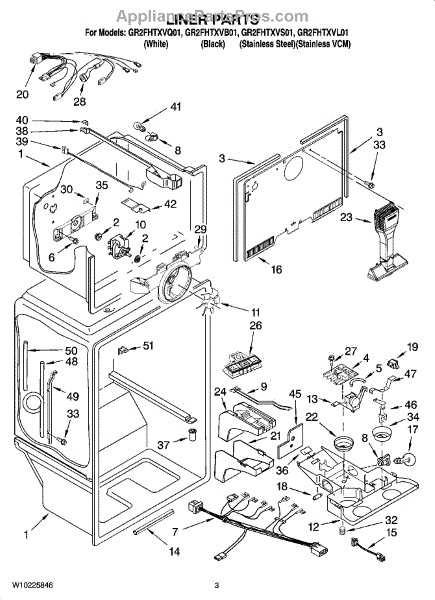 Parts for Whirlpool GR2FHTXVS01: Liner Parts - AppliancePartsPros.com