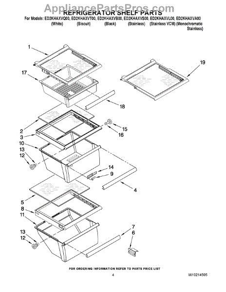 Parts For Whirlpool Ed2khaxvb00 Refrigerator Shelf Parts