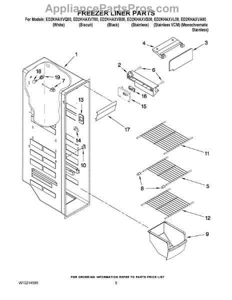 Parts for Whirlpool ED2KHAXVQ00: Freezer Liner Parts ...