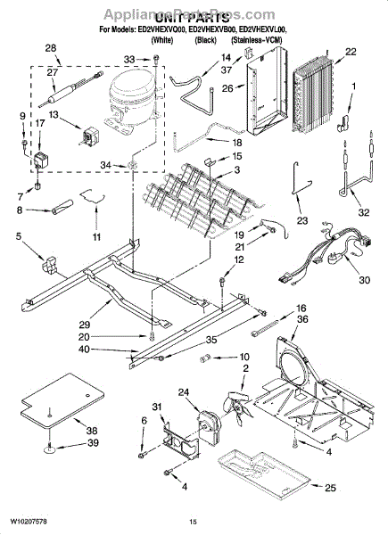 Parts for Whirlpool ED2VHEXVQ00: Unit Parts - AppliancePartsPros.com