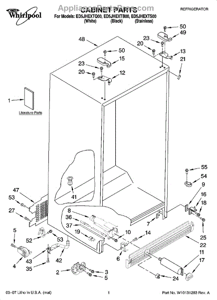 Parts for Whirlpool ED5JHEXTB00: Cabinet Parts - AppliancePartsPros.com