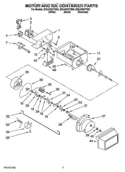 Parts for Whirlpool ED5JHEXTB00: Motor and Ice Container Parts ...