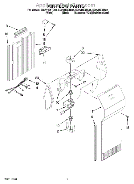 Parts for Whirlpool ED2VHEXTB01: Air Flow Parts - AppliancePartsPros.com